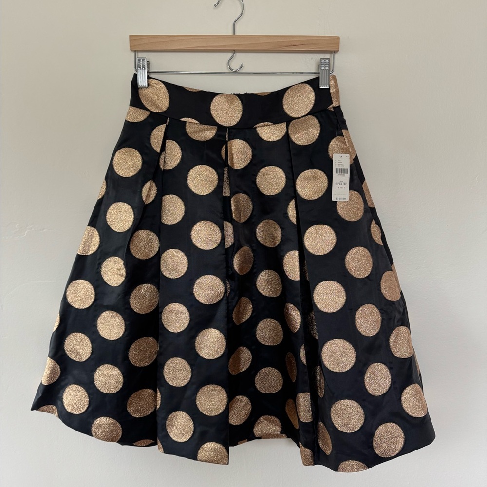 Chic Black and Gold Knee-Length A-Line Skirt
